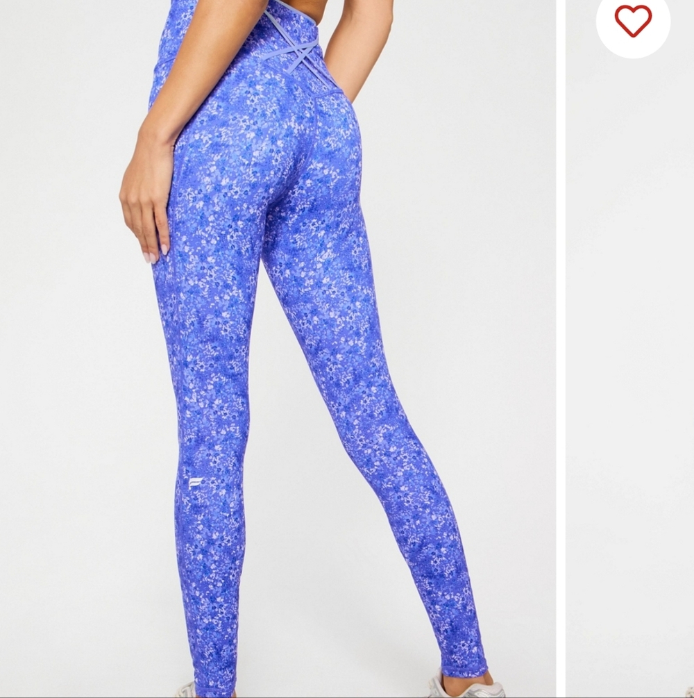 Fabletics Boost PowerHold High-Waisted Sapphire Sky Painted Ditsy/Peri Paradise